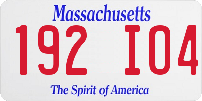 MA license plate 192IO4