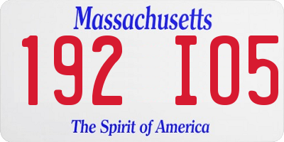 MA license plate 192IO5