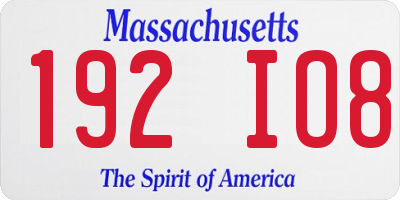 MA license plate 192IO8
