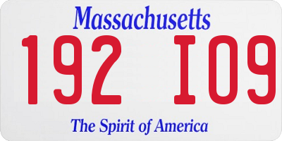 MA license plate 192IO9