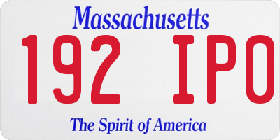 MA license plate 192IP0
