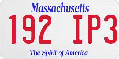 MA license plate 192IP3