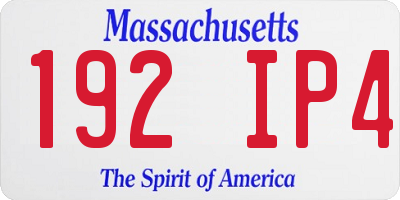 MA license plate 192IP4