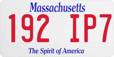 MA license plate 192IP7