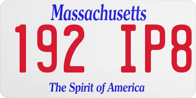 MA license plate 192IP8