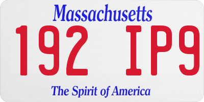 MA license plate 192IP9