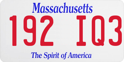 MA license plate 192IQ3