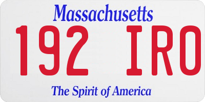 MA license plate 192IR0