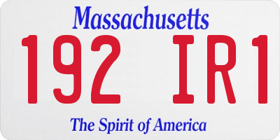 MA license plate 192IR1