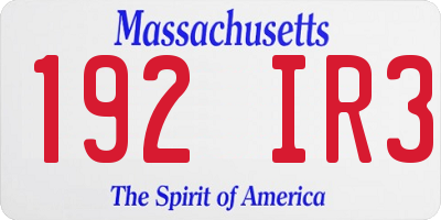 MA license plate 192IR3