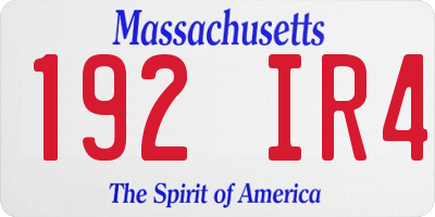 MA license plate 192IR4