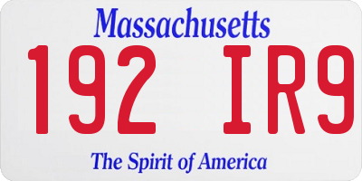 MA license plate 192IR9