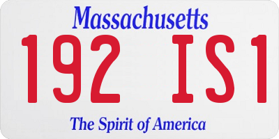 MA license plate 192IS1