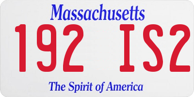 MA license plate 192IS2