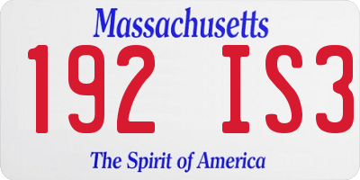 MA license plate 192IS3