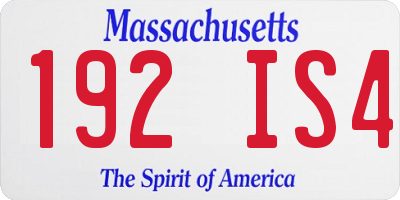 MA license plate 192IS4