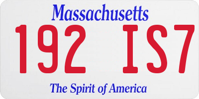 MA license plate 192IS7