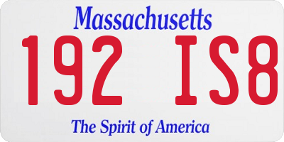 MA license plate 192IS8