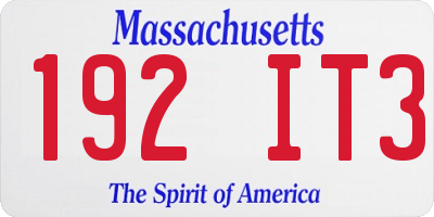 MA license plate 192IT3
