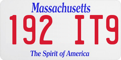 MA license plate 192IT9