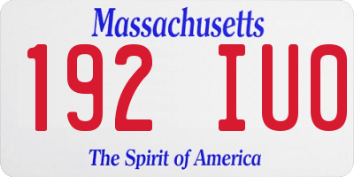 MA license plate 192IU0