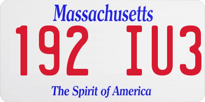 MA license plate 192IU3