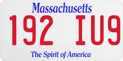 MA license plate 192IU9