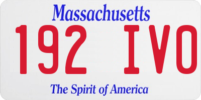 MA license plate 192IV0