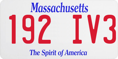 MA license plate 192IV3