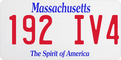 MA license plate 192IV4