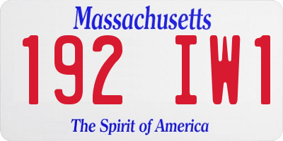 MA license plate 192IW1