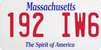 MA license plate 192IW6