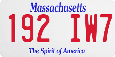 MA license plate 192IW7
