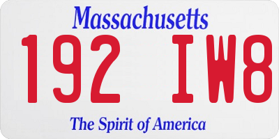 MA license plate 192IW8