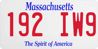 MA license plate 192IW9