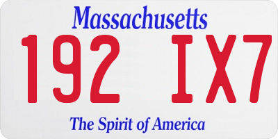 MA license plate 192IX7