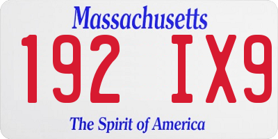 MA license plate 192IX9
