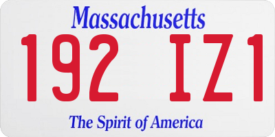 MA license plate 192IZ1