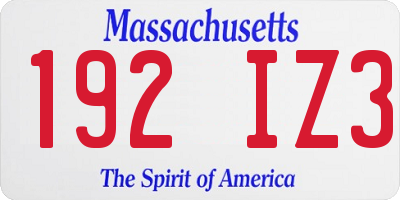 MA license plate 192IZ3