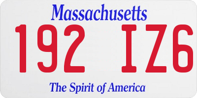 MA license plate 192IZ6
