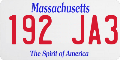 MA license plate 192JA3