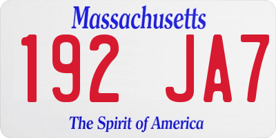 MA license plate 192JA7