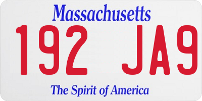 MA license plate 192JA9