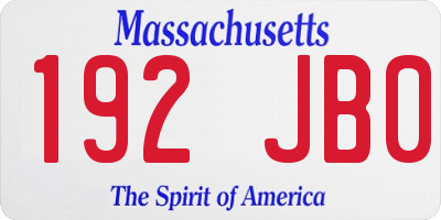 MA license plate 192JB0