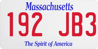 MA license plate 192JB3