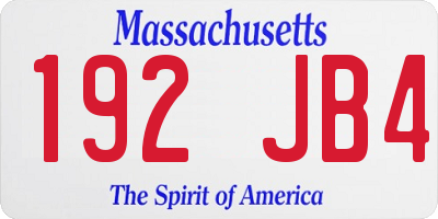 MA license plate 192JB4