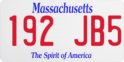 MA license plate 192JB5