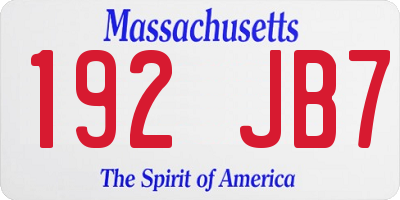 MA license plate 192JB7