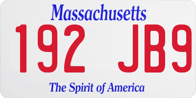 MA license plate 192JB9