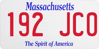 MA license plate 192JC0